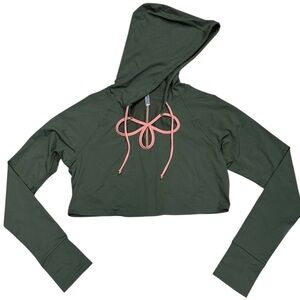 Free People Movement Sz M Green Cropped Hoodie Athletic Boho Sporty Athleisure